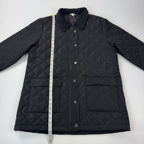 Time and Tru Quilted Barn Jacket Coat Black XL 16-18 Corduroy Collar Midweight - Picture 11 of 14